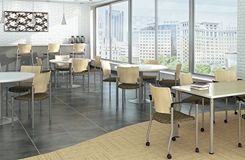 Evolve Series Guest Chair, Armless with Wood Back, Black fabric, Chocolate Back - color: Black Fabric, style: Chocolate Back