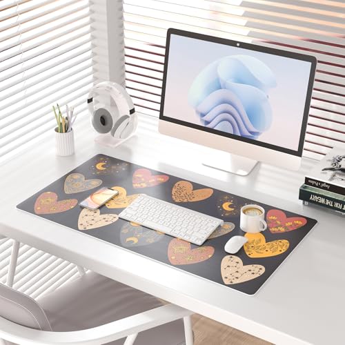Colorful Star Magic Heart Large PU Leather Mouse Pad, 31.5" x 15.7" - color: Magic Heart, size: 31.5" x 15.7"