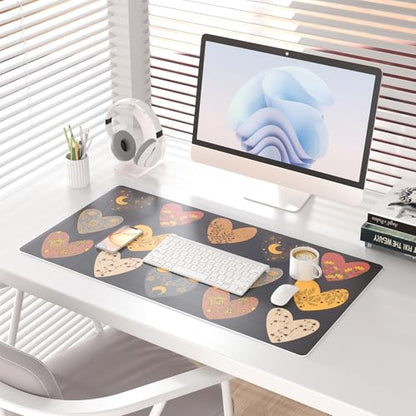 Colorful Star Magic Heart Large PU Leather Mouse Pad, 31.5" x 15.7" - color: Magic Heart, size: 31.5" x 15.7"
