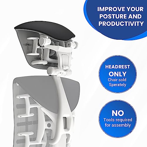 OFFICE LOGIX SHOP Embody Headrest Compatible with Herman Miller Embody Chair (Black Rythem Fabric/White Frame) - color: Black Rythem Fabric/White Frame
