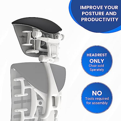 OFFICE LOGIX SHOP Embody Headrest Compatible with Herman Miller Embody Chair (Black Rythem Fabric/White Frame) - color: Black Rythem Fabric/White Frame