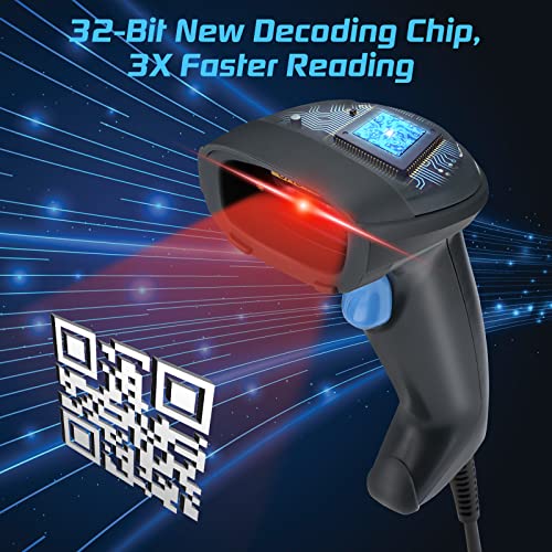 OBZ USB Barcode Scanner Handheld Wired Bar Code Reader Automatic Plug&Play | 1.5m USB Cable,CMOS 1D/2D Reading,3 Scan Modes,Supports multiple systems for warehouses、supermarkets、library、retail stores - style: USB handheld Scanner