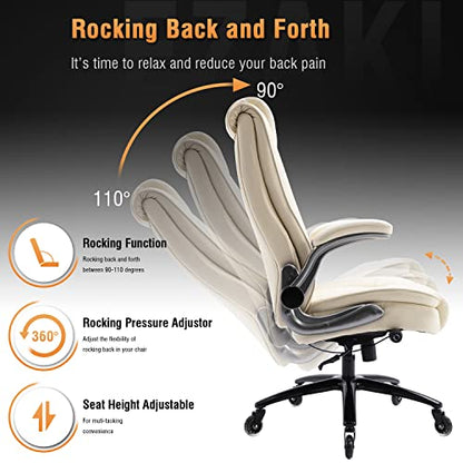 High Back Office Chair, Ergonomic Executive Computer Desk Chair - color: Beige