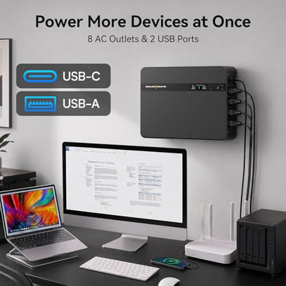 GOLDENMATE 1500VA/1000W Lithium UPS Battery Backup & Surge Protector, Gray