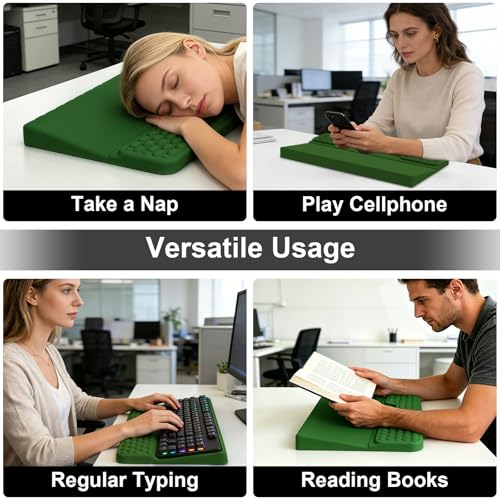 Ergonomic Keyboard Stand with Soft Memory Foam Wrist Rest for Office - color: Green
