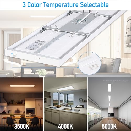 LEONLITE 50W/40W/30W 3CCT 1x4 LED Flat Panel Light, 120-277V, Surface Mount | 5500LM/4400LM/3300LM 0-10V Dimmable, 4 Ft. Ceiling Lighting Flush Mount, 3500K/4000K/5000K, Built-in Driver, UL Listed, White