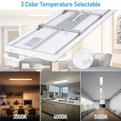 LEONLITE 50W/40W/30W 3CCT 1x4 LED Flat Panel Light, 120-277V, Surface Mount | 5500LM/4400LM/3300LM 0-10V Dimmable, 4 Ft. Ceiling Lighting Flush Mount, 3500K/4000K/5000K, Built-in Driver, UL Listed, White