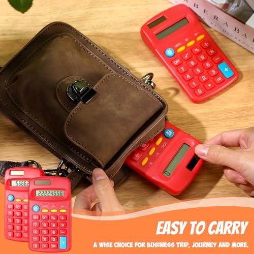 Copkim 24 Pack Student Mini Calculator for Classroom, 8-Digit Display Dual Powered Handheld Math Tools for Teachers, School Supplies and Classroom Rewards, Compact Design(Red) - color: Red