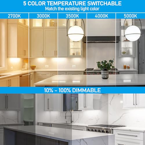 TORCHSTAR 4-Pack 8 Inch 5CCT LED Under Cabinet Lighting Aluminum, White - color: White, size: 8 Inch