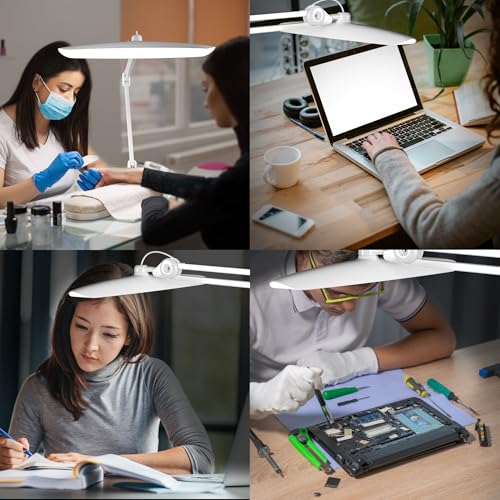 3000 Lumens Adjustable LED Desk Lamp & Task Lamp - Bright, Dimmable Lighting for Office, Crafts, Nails &Salon with Clamp (CCT, White) - color: White