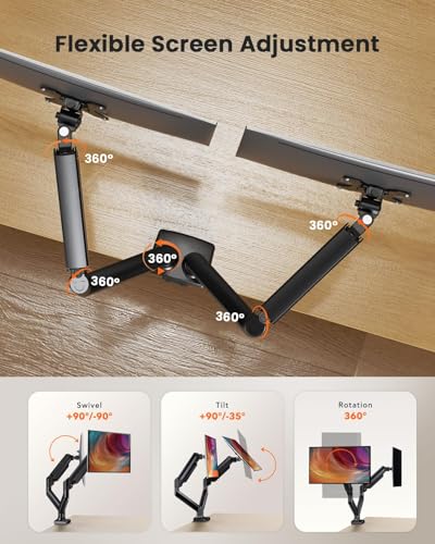 ErGear Dual Monitor Stand up to 33 inches Screen, Load-Bearing Max 22 lbs Each Arm, Adjustable Dual Monitor Mount, Sturdy Steel vesa Monitor Mount with Stable VESA 75x75 100x100mm - size: 17"-33", style: Dual Arms
