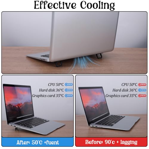 4PCS Portable Keyboard Riser Self Adhesive Laptop Stand Invisible Mini Computer Feet for Desk Computer Keyboard Stand Laptop Holder with Anti Slip Silicone(Black) - color: Black