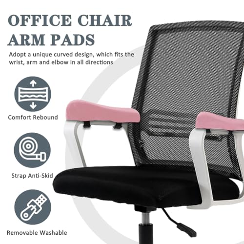 2 Pack Office Chair Armrest Pads Covers,Arm Rest Pad with Memory Foam Elbow Pillow for Forearm Pressure Relief, Arm Rest Covers for Office Chairs, Wheelchair, Comfy Gaming Chair (Pink) - color: Pink