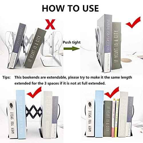 Adjustable Bookends Metal Book Ends for Heavy Book Holder | Heavy Duty, Desktop Book Organizer, Binder Holder, Nonskid Book End for Bookshelf, - color: Black-round