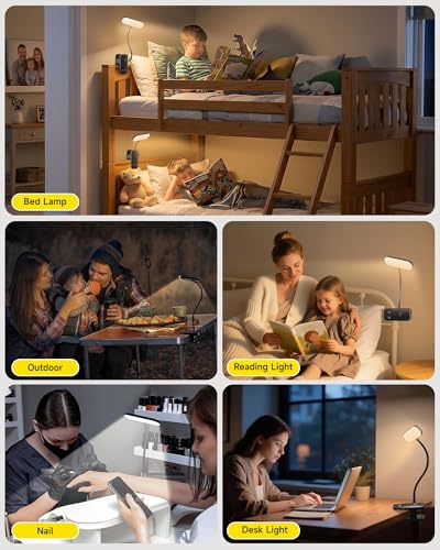CUHIOY Rechargeable Clip on Light, Bed Headboard Reading Lamp, Black - color: Black