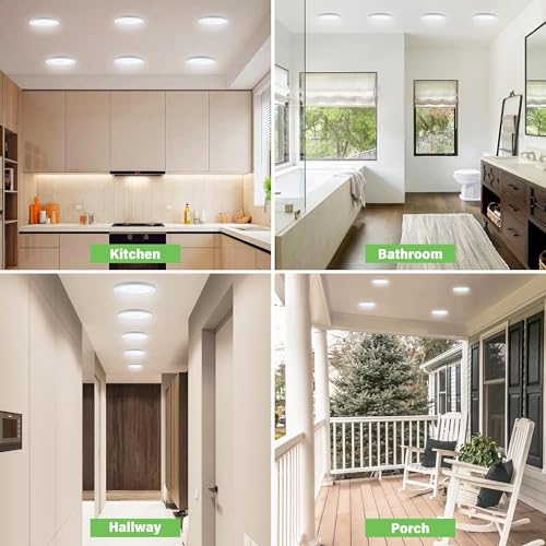 Flush Mount Ceiling Light Fixture - ETL Certified - 9 Inch Dimmable 3000K Warm White LED, 0.63'' Ultra Thin Round Design for Bedroom, Bathroom, Kitchen, Hallway, Basement, Closet (9-Pack)‌ - color: White, 3000K, size: 9 inch (9 Pack)