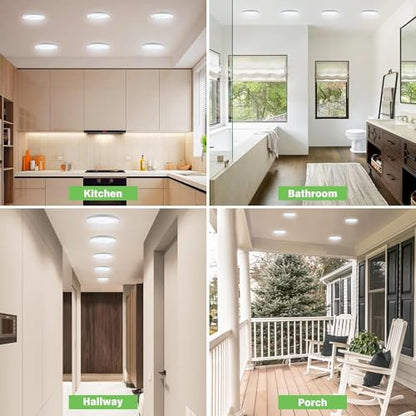 Flush Mount Ceiling Light Fixture - ETL Certified - 9 Inch Dimmable 3000K Warm White LED, 0.63'' Ultra Thin Round Design for Bedroom, Bathroom, Kitchen, Hallway, Basement, Closet (9-Pack)‌ - color: White, 3000K, size: 9 inch (9 Pack)
