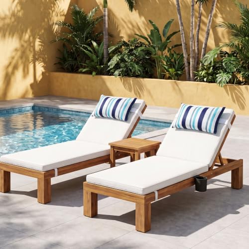 2 Pcs Outdoor Headrest Pillow for Patio Chaise Lounge 11"x16" | Navy Blue Striped Waterproof Pillows with Insert Adjustable Elastic Strap, Chair Head Resting Pillow for Recliner Beach Pool - color: Navy Blue Striped