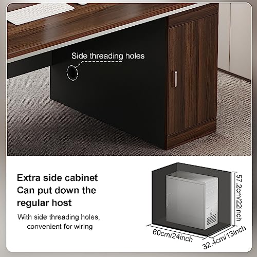 Home Office Computer Desk with 3 Drawers,Wood Frame Writing Desk Laptop Study Table with Large Desktop Surface,Study Desk Workstation with CPU Storage Cabinet