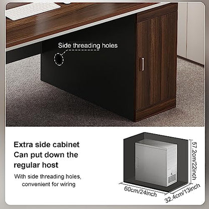 Home Office Computer Desk with 3 Drawers,Wood Frame Writing Desk Laptop Study Table with Large Desktop Surface,Study Desk Workstation with CPU Storage Cabinet