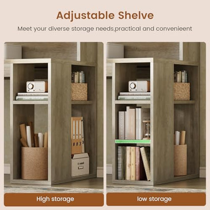 SEDETA 67" Farmhouse L Shaped Desk with Hutch, Grey - color: Grey, size: L Shaped Desk with Hutch (67")