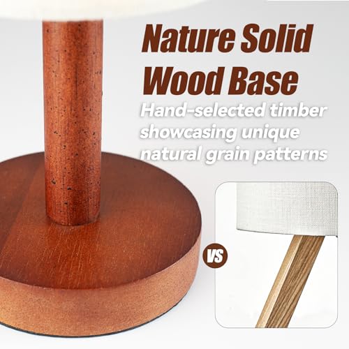 LALISU Small Table Lamp，Nightstand Lamp Wood Base Bedside Lamp Plug in - color: Black-Walnut Wood