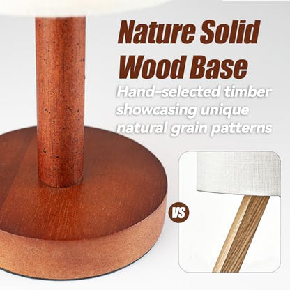 LALISU Small Table Lamp，Nightstand Lamp Wood Base Bedside Lamp Plug in - color: Black-Walnut Wood