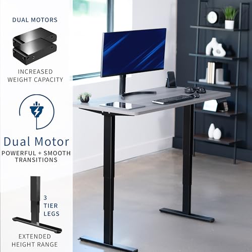 VIVO Dark Gray 55 x 28 in Standing Desk, DESK-KIT-2B55G - color: Dark Gray Top / Black Frame, size: 55 x 28