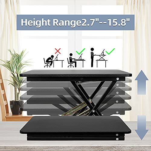 Standing Desk Converter, Height Adjustable Sit Stand Desk Converter, Fully Assembled Monitor Desk Riser for Standing or Sitting, Black, Pattern - color: Pattern-24in