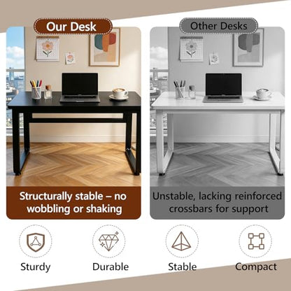 Small Office Computer Desk, Simple Style Writing Desk Waterproof and Scratch-Resistant,Sturdy Study Writing Desk with Wooden Tabletop and Metal Frame for Bedroom, Study Room, Living Room - color: Black, size: 39.4*19.5