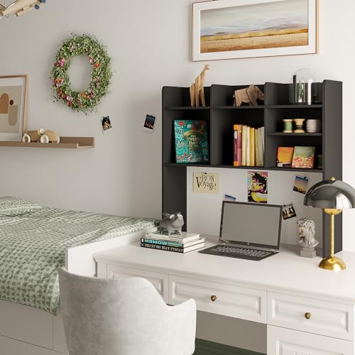 ChooChoo Desk Hutch Dorm, Desktop Bookshelf with 7 Shelves - color: Black, size: Without LED