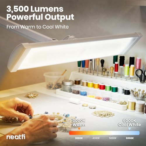 Neatfi 3,500 Lumens LED Desk Lamp, Dimmable, 26-Inch Shade, CCT (White-2) - color: White-2, size: 26-Inch Wide Shade