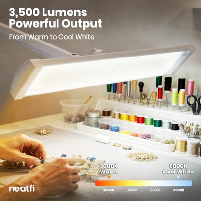Neatfi 3,500 Lumens LED Desk Lamp, Dimmable, 26-Inch Shade, CCT (White-2) - color: White-2, size: 26-Inch Wide Shade