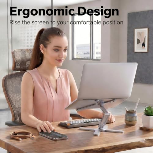 Atizzy 360 Rotating Laptop Stand Riser, Foldable for Desk, Silver - color: Silver