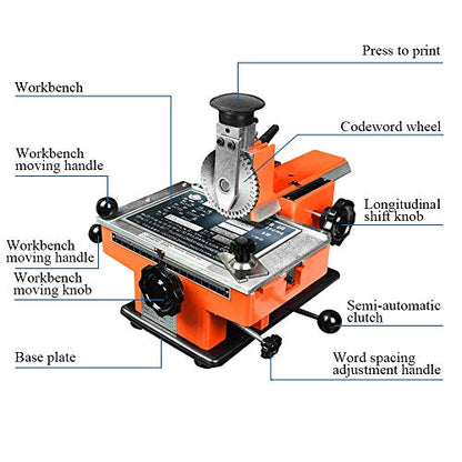 MXBAOHENG Manual Nameplate Metal Label Stamping Printer Machine Marking Machine for Metal (Dot Matrix 4mm) - size: Dot matrix 4mm