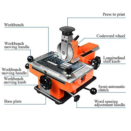 Manual Nameplate Metal Label Stamping Printer Machine Marking Machine for Metal (Dot matrix 6mm) - size: Dot matrix 6mm