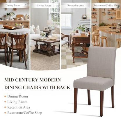 MALOL Upholstered Dining Chairs Set of 2, Modern Fabric Dining Room Chair, Wooden Dining Chair, Kitchen Side Chairs, Farmhouse Dinner Chair with High Back for Kitchen, Brown - color: Brown, size: Set of 2