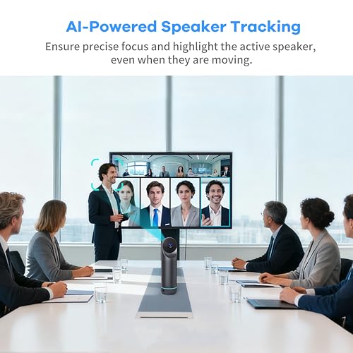 KanDao Meeting Pro 360-degree Video Conference Camera with Microphones and Speakers, AI Tracking, Smart Zooming, Automatic Focus, 4-in-one Standalone Meeting Room Camera System, Wi-fi/HDMI/USB - color: Grey-Black