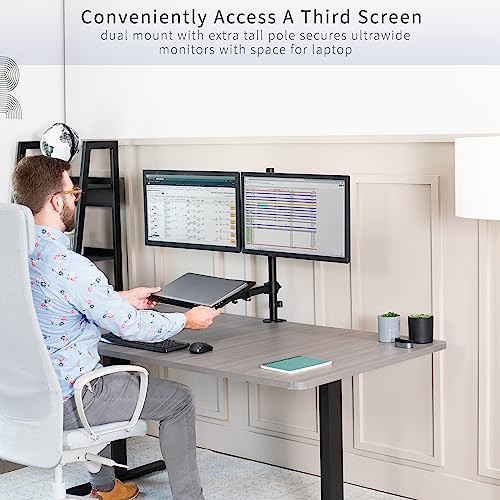 VIVO Laptop and Dual 13 to 27 inch LCD Monitor Stand up Desk Mount, Tall Adjustable Stand, Fits Laptops up to 17 inches, Black, STAND-V012J
