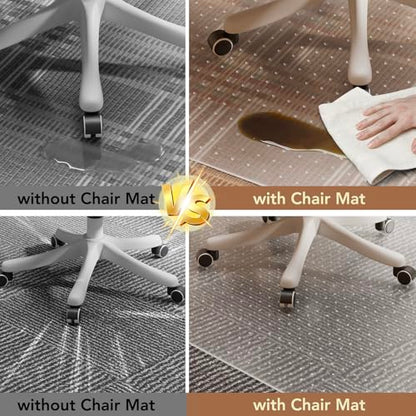 Office Chair Mat for Carpet with Lip, 51" x 63" Clear Plastic Protector | Duty Desk Floor, Low Pile Carpet Saver Mat for Rolling Chairs, Smooth Glide Computer Chair Mat for Office or Home - size: 51"x63"