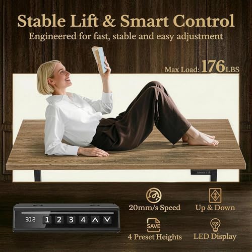 63 Inches L Shaped Electric Standing Desk, Executive Height Adjustable Desk with Drawers and File Cabinet, AC/USB, 1.18" Desktop and Privacy Panel for Home Office, Natural Oak - color: Natural Oak