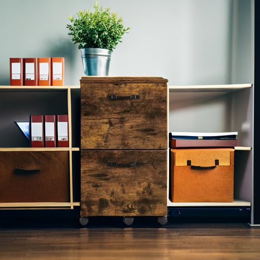 VASAGLE 2-Drawer File Cabinet, Small Rolling Filing Cabinet - color: Rustic Brown + Ink Black, style: Classic