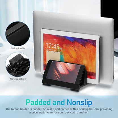 ABOOFAN Adjustable Laptop Vertical Stand with Dual Slots and Padded Walls