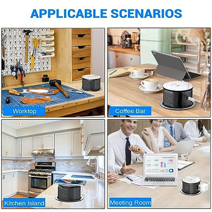 XBA Pop Up Outlet for Countertop with 20W USB C, Recessed Power Strip 4-3/4'' Hidden Outlet with 15W Wireless Charger Electrical Power Socket with 4 AC Plug and 1 USB-A Port for Kitchen(Black) - color: Black