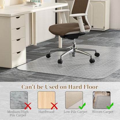 Office Chair Mat for Carpet, 30" X 48" Clear PVC Desk Chair Mat | Desk Chair Mat for Carpet Floors, Clear and Thick Carpet Chair Mats with Non-Slip Studded for Home and Office Low Pile Carpet - size: 30" X 48"