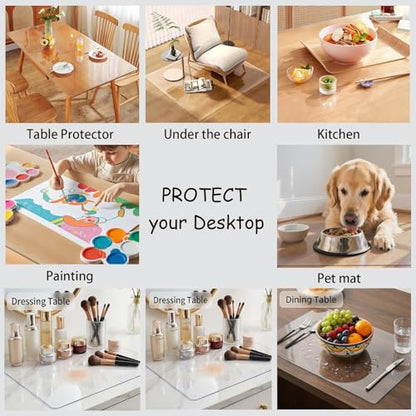 Frosted PVC Desk Pad Mat 12x36 Inch Crystal Table Cloths Rectangular Vinyl Desk Pad Waterproof PVC Plastic Table Cover for Dining TV Table Dresser Night Stand Computer Writing - color: Frosted 1.5mm, size: 12" x 36"