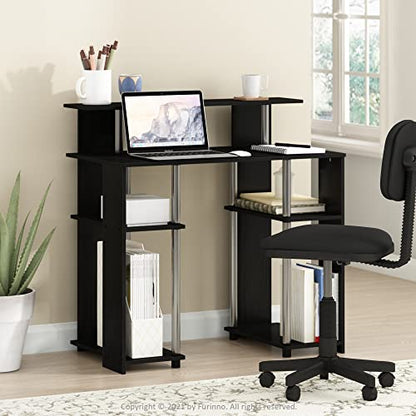 Furinno Jaya Simple Design Computer Writing Desk, Americano/Stainless Steel, 20.3 (D) x 35.6(W) x 35.7 (H) inches. - color: Americano/Stainless Steel