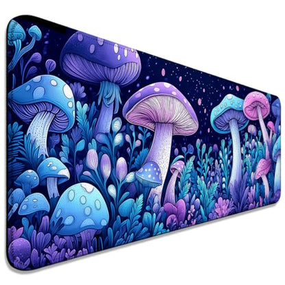 Purple Mushroom Large Mouse Pad & Desk Mat for Game, Office & Home | 31.5"x11.8"x0.12", HD Print, Long, Extended, Ultra-Smooth Surface, Non-Slip Rubber Base, Stitched Edges, Office Accessories - color: XK03