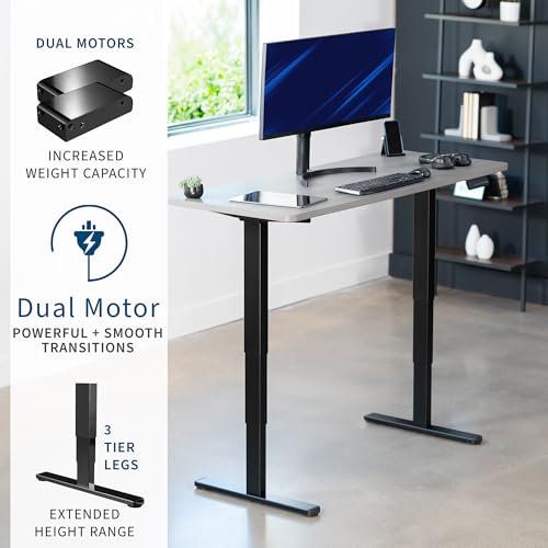 VIVO Dark Gray 60 x 24 in Standing Desk, DESK-KIT-2B6G - color: Dark Gray Top / Black Frame, size: 60 x 24