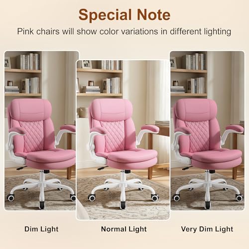 Office Desk Chair, Pink Ergonomic Computer Chair with Dual-Layer Support - color: Pink